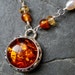 Amber Necklace with Citrine and Carnelian on Sterling Silver - Sunburst by CircesHouse on Etsy