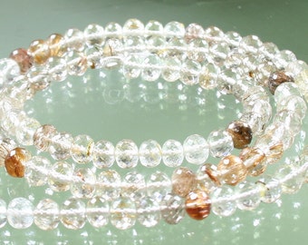 AAA Micro-Faceted Copper Rutilated Quartz Rondelles 4mm - 4.5mm
