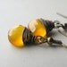 Yellow Gemstone Earrings, Yellow Chalcedony, Simple Gemstone Earrings, Vintage Brass