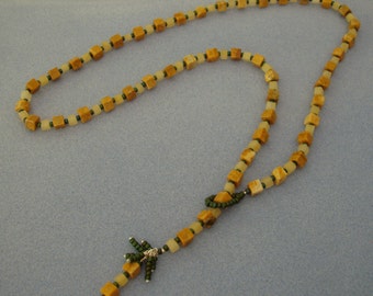 Yellow Jasper and Crazy Lace Agate Lariat Necklace