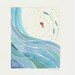 Fish and wave - abstract blue original watercolor painting