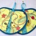 Potholder / Hot pad set / Heart shaped yellow and blue