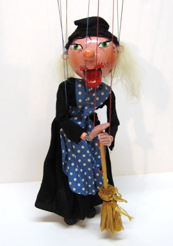 Vintage Pelham Puppet Witch with a Broom