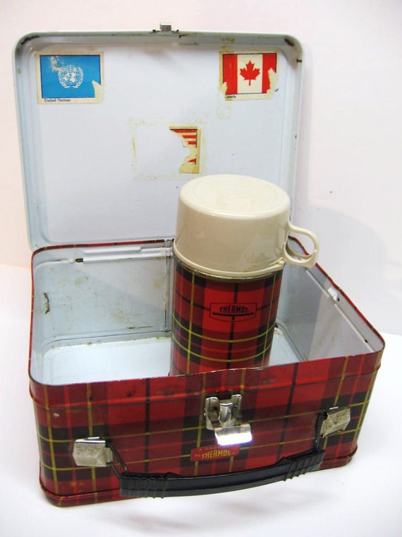 Iconic Red Plaid Thermos Brand Lunch Box and by DimeStoreVintage