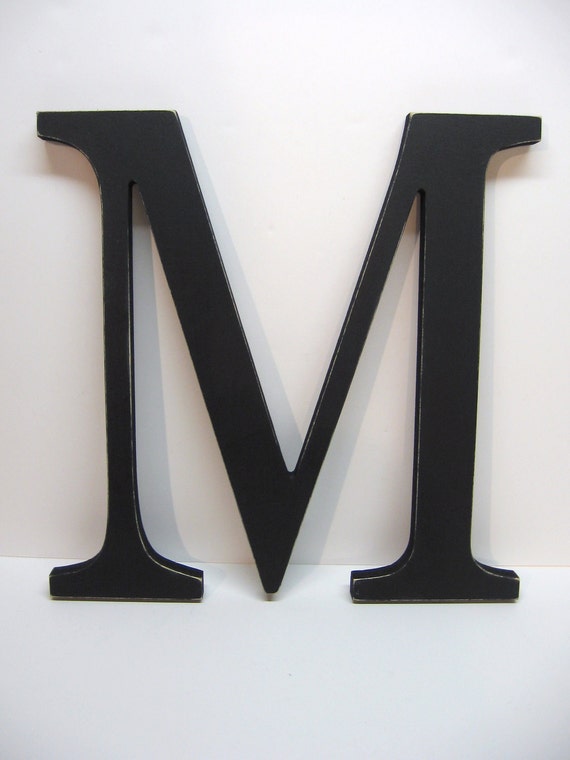 pics sign letter m Inch Initial Wood M Black Distressed 15 Letter Sign