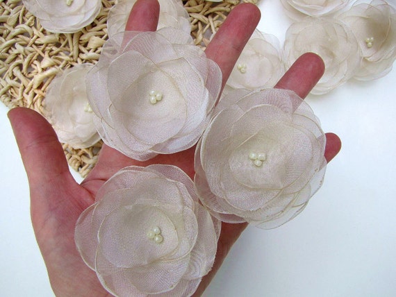 Water Lilies Handmade Organza Sew On Flower Appliques Fabric