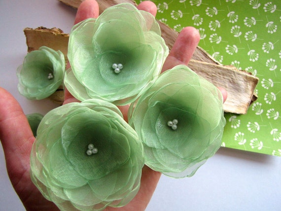 Water Lilies Handmade organza sew on flower by JujaCrafts on Etsy