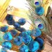 Handmade organza sew on flower appliques (40 pcs)- PEACOCK FEATHERS