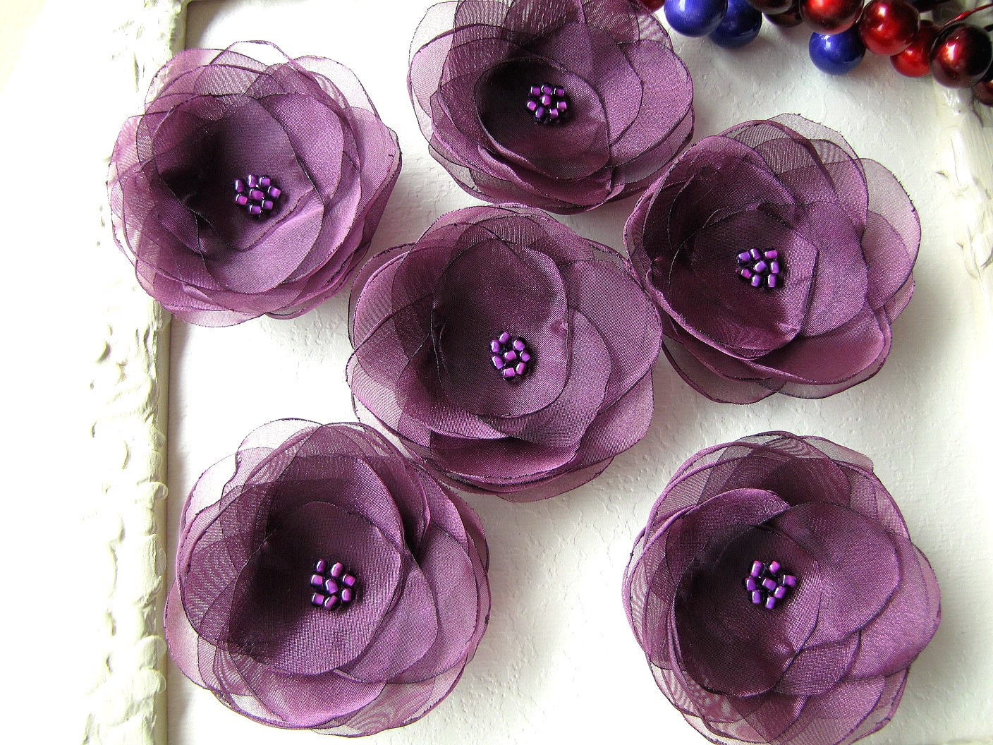Water Lilies Organza sew on flower appliques fabric flowers