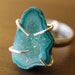 SALE Teal blue drusy bezel set ring sterling silver
