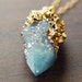 Spirit Aqua Aura Quartz Drusy Gold Dipped Necklace