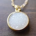 Round Vanilla Druzy Necklace 14k Gold