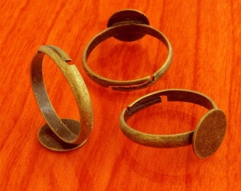 500pcs 10mm Pad brass base free nickel Adjustable antique bronze RING Base Blank narrow Findings