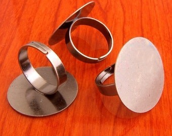 big size 20pcs 25mm Pad brass base free nickel Adjustable antique silver RING Base Blank widen Findings