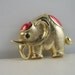 Vintage Elephant Brooch Pin Gold Red Enamel