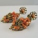 Vintage Coral Earrings Forties Brass Dangles