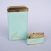 Vintage Aqua Leather Cigarette Case Lighter Set