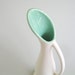 Vintage Mid Century Pitcher Ewer Vase White Aqua Ceramic