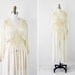 vintage 1930s 30s wedding dress // Antique White Silk Chiffon Wedding Dress Robe with Floral Embroidery