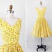 vintage 1950s 50s dress // Sheer Yellow Floral Cotton Sundress