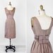 1950s dress / 50s cocktail dress / Toffee Brown Evening Dress with Bows and Bustle Back