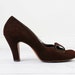 1940s shoes / 40s pumps / Brown Suede and Gold Trim High Heels // size 7.5 or 8