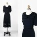 1940s plus size dress / 40s plus size dress / Sheer Black Art Deco Bow Dress
