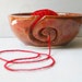 Large Yarn Bowl - Ceramic Red Yarn Holder - Handmade Ceramic Rustic Pottery - Discounted Yarn Bowl