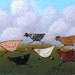 The Sky Is Falling Chicken Painting ACEO Art Card Original