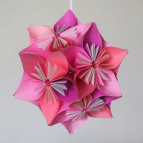 Items similar to Small Pink Kusudama Origami Flower Ball on Etsy