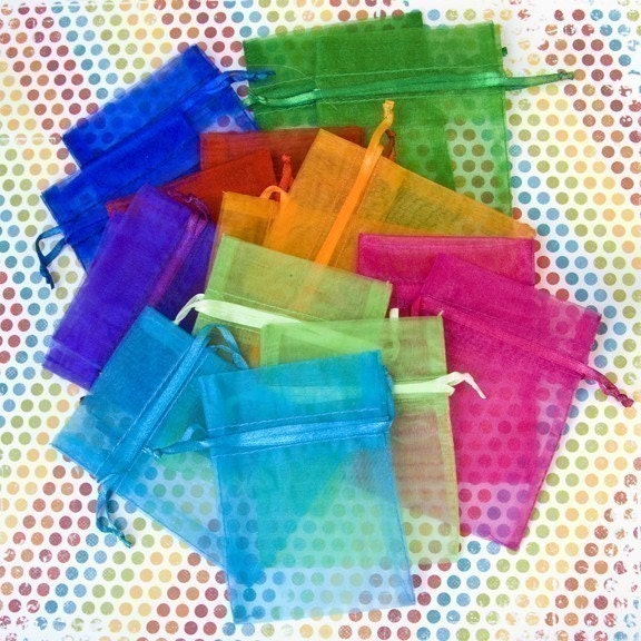60 Organza Bags 3x4 inch multi color jewel by BeautifulAdditions