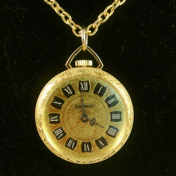 Vintage Tourneau Pendant Watch Necklace Manual WindUp No