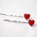 Red Heart bobby pins / hair clips - Valentine's Day - SET of 2 (H002)
