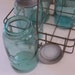 Aqua Blue Ball Canning Jars in Milk Bottle Tote