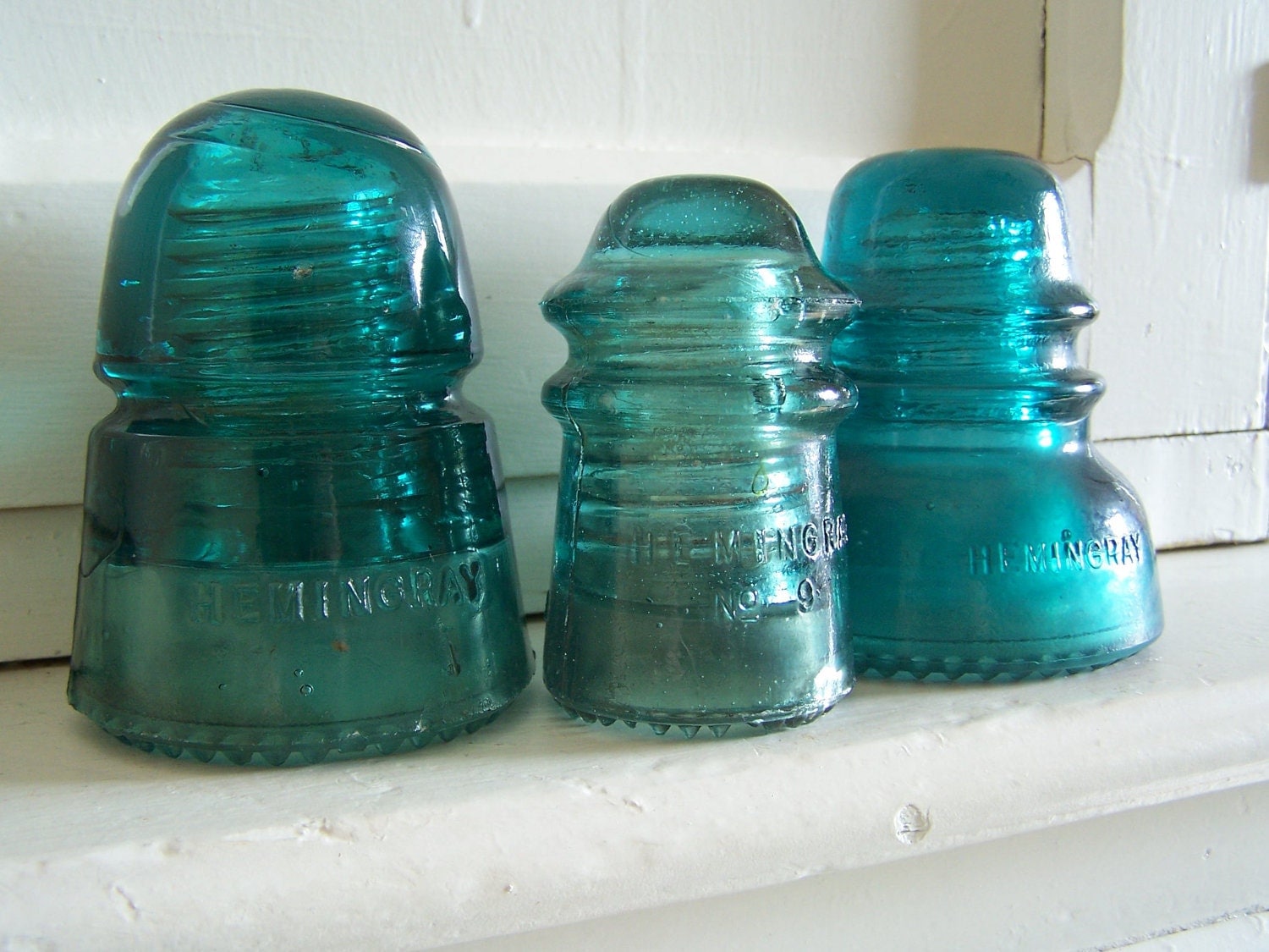 Vintage Glass Insulators Aqua Blue Hemingray