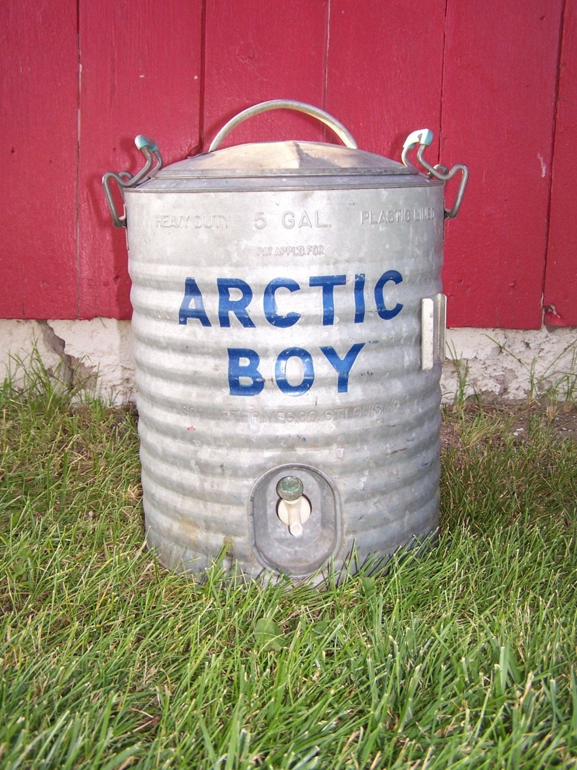 Vintage Galvanized Water Cooler Arctic Boy by RoamingYankees