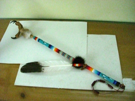 Dance Stick Native American Pow Wow Style by crocbsa on Etsy