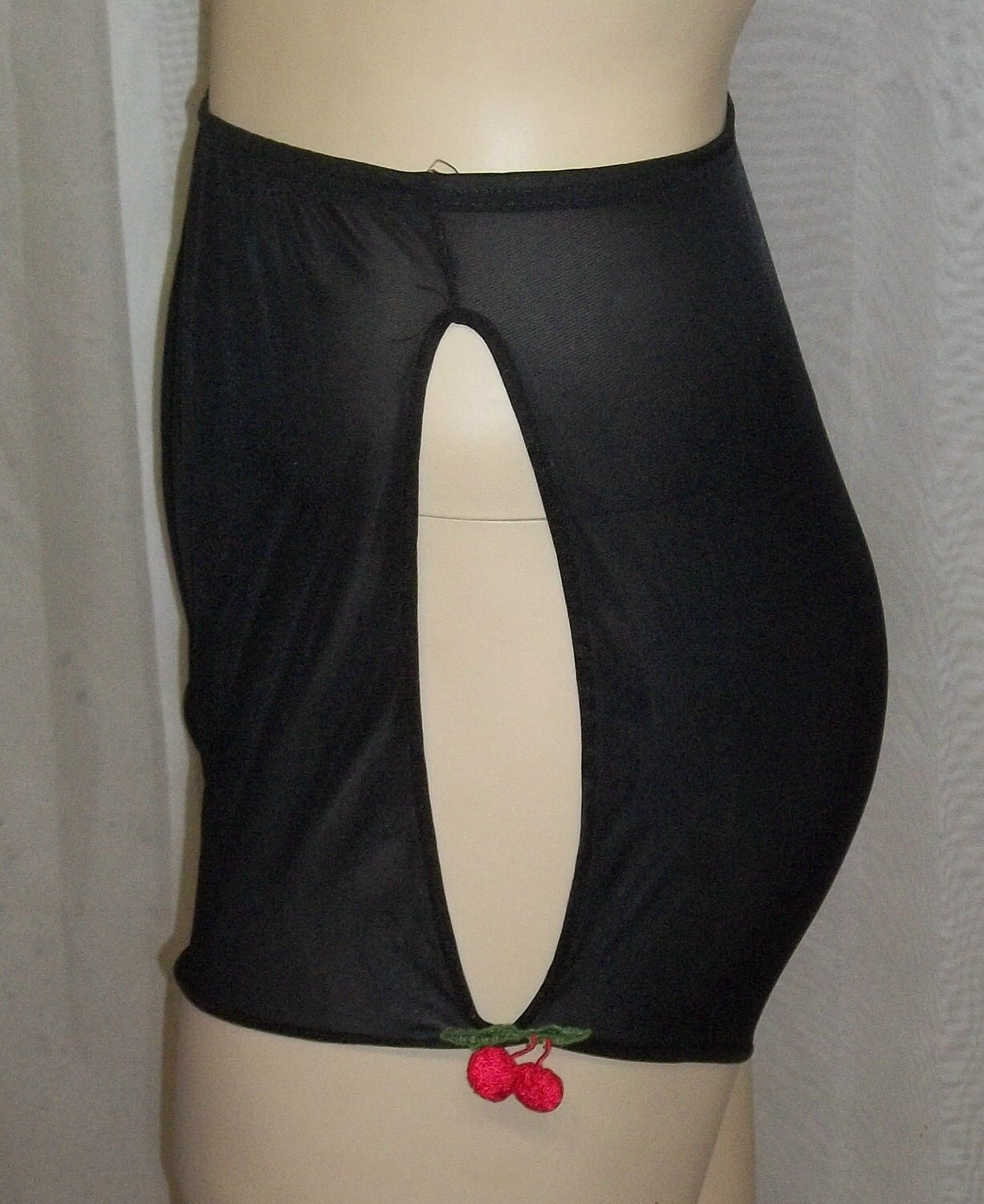 Vintage Double Nylon Gusset Cherry Split Side Sheer Panties