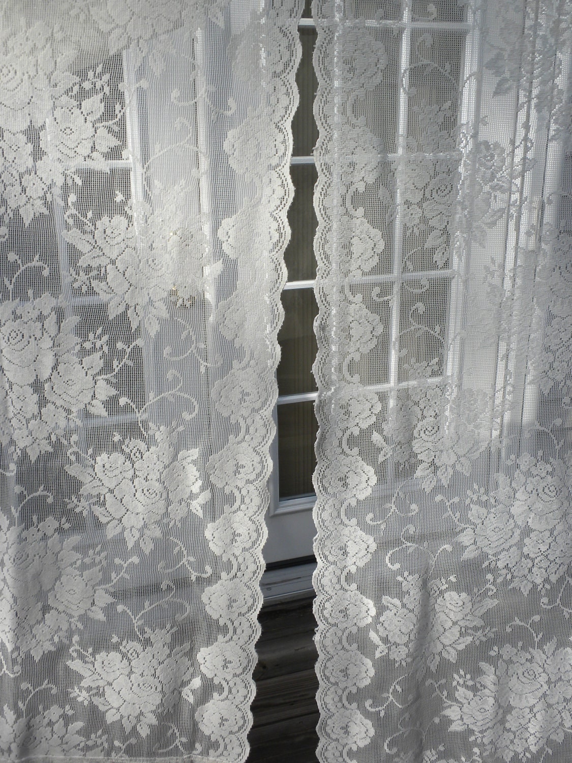 vintage lace curtains 2 panels 83 inch long 58 inch wide