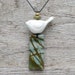 Bird Necklace,red creek jasper, Ceramic bird, Meditations necklace, art to wear, handmade,nature,zen