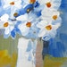 Still life painting, floral painting ,housewarming, white daisy flowers, white flowers, Original Acrylic painting on paper, 5 x 7 in