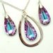 Bridal Jewelry Set... Vrail Light Swarovski Crystal Sterling Silver...Wedding Necklace and Earrings...Peacock Wedding Jewelry