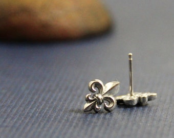 Fleur de lis Sterling Post Earrings- Free Shipping
