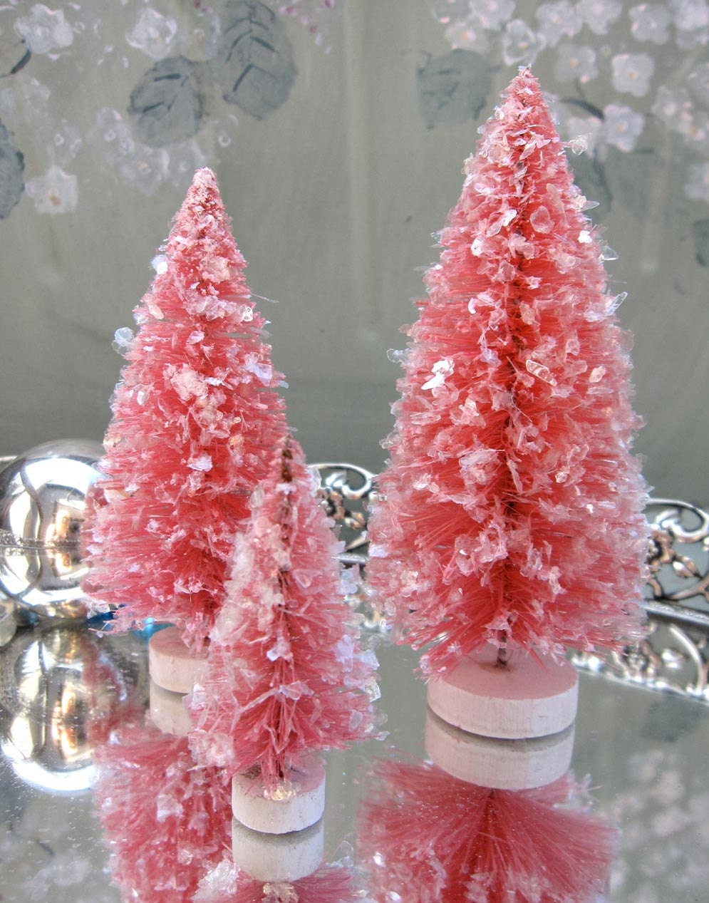 Bottle Brush Tree 3 Vintage Style PINK Christmas Bottle Brush