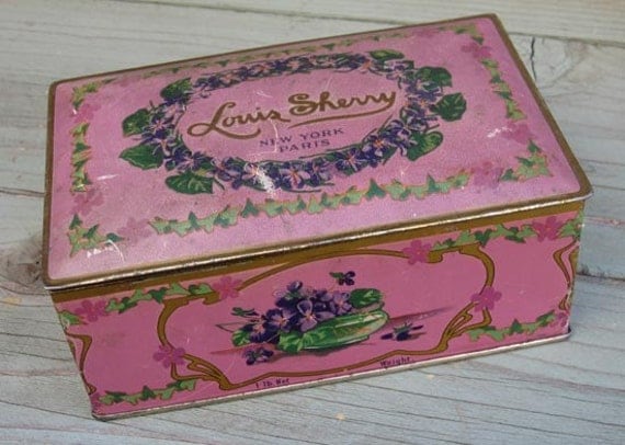 Vintage Tin Louis Sherry 1 lb. Chocolate Tin New York Paris