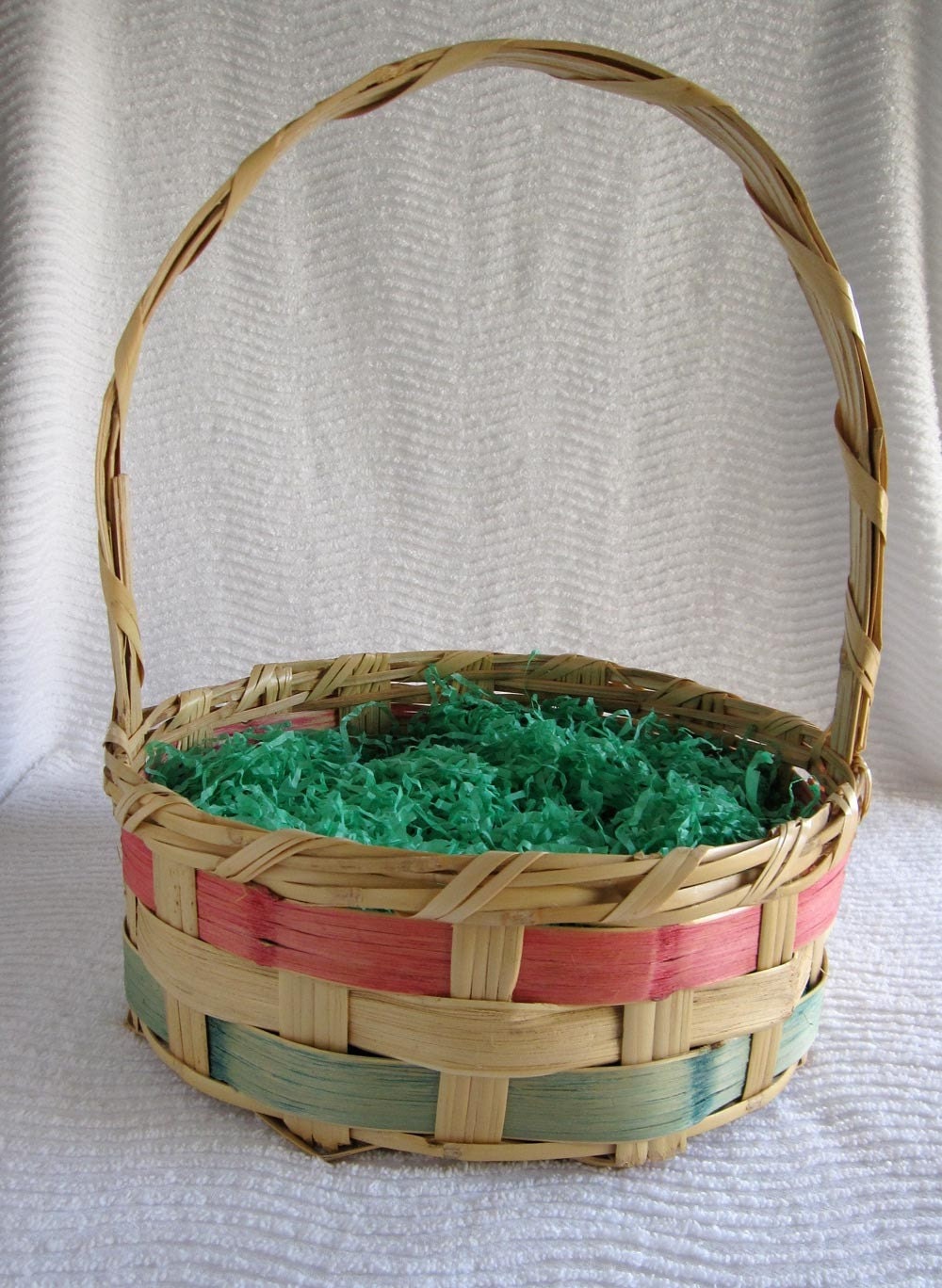 Large Vintage Mexico Wicker Easter Basket 1950 1960