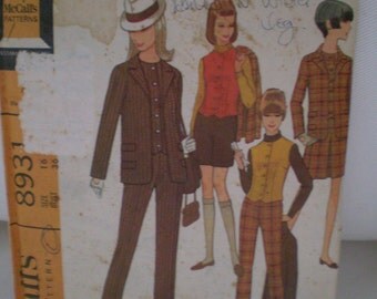 McCalls 8931 Jacket Vest Skirt And Pants Or shorts Pattern Year 1967 Size 16 UNCUT