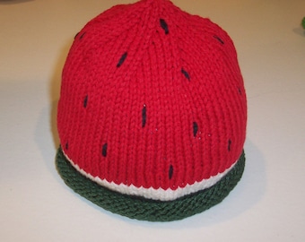 Toddler's Handknit Watermelon Cap