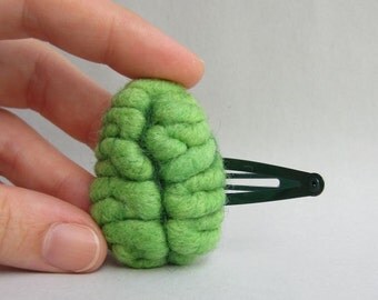 Zombie Green Brain Hairclip Hair Accessory Anatomy Clip