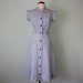 40s dress / cotton blue pinstripe summer day fitted waist (s - m)